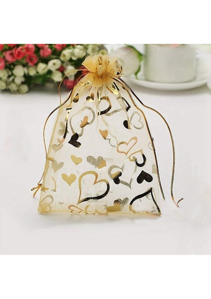 300PCS 9X12CM Şeffaf Çizme Kalp Organze Mücevher Torbaları Düğün Partisi Noel Iyilik Çantaları (Altın) (Yurt Dışından) modelleri