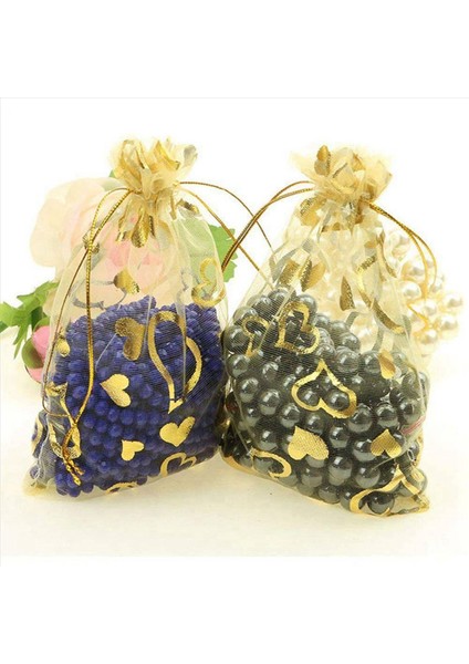 300PCS 9X12CM Şeffaf Çizme Kalp Organze Mücevher Torbaları Düğün Partisi Noel Iyilik Çantaları (Altın) (Yurt Dışından) indirimleri