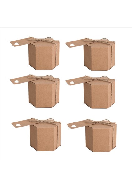 150PCS Kraft Kağıt Şeker Kutusu Altıgen Karton Şeker Kutusu Kutusu Sicim ve Etiket Düğün Malzemeleri ile (Yurt Dışından) modelleri