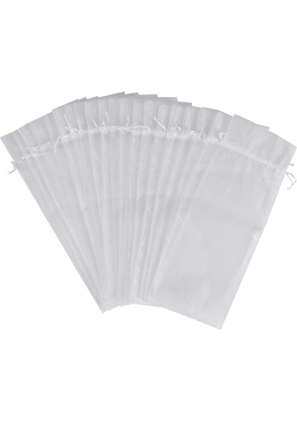 20PCS Şeffaf Organze Şarap Çantaları 14X37CM Ekran Çizme Poşetleri (Beyaz) (Yurt Dışından)