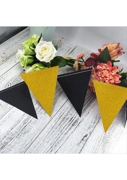 Orta Doğu Festivali Doğum Günü Mezuniyet Partisi Siyah Altın Üçgen Bayrak Partisi Arka Plan Banner Dekorasyonu (Yurt Dışından) modelleri