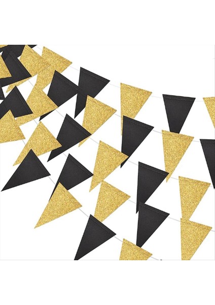 Orta Doğu Festivali Doğum Günü Mezuniyet Partisi Siyah Altın Üçgen Bayrak Partisi Arka Plan Banner Dekorasyonu (Yurt Dışından) fırsatları