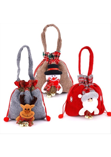 3pcs Noel Arifesi Elma Çantaları 3 Stil Çizme Noel Çantaları 3D Noel Çantaları Yeniden Kullanılabilir Bebek Çantaları (Yurt Dışından)