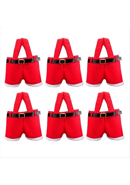 6 Pack Christmas Santa Pantolon Çantaları Küçük Şeker Çantaları Noel Partileri Dekoratif Poşetleri Ler Için (Yurt Dışından)