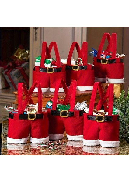 6 Pack Christmas Santa Pantolon Çantaları Küçük Şeker Çantaları Noel Partileri Dekoratif Poşetleri Ler Için (Yurt Dışından) fırsatları