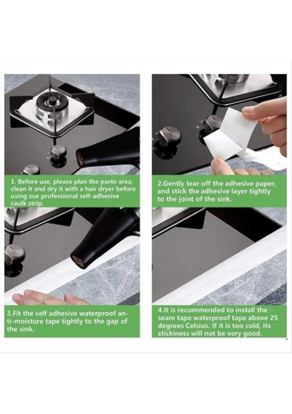 3 2m Kendinden Yapışkan Sızdırmazlık Bandı Pvc Yağ Geçirmez Mutfak Lavabo Kenar Kavrama Bant Su Geçirmez Banyo Köşe Duvar Sticker (Yurt Dışından) modelleri