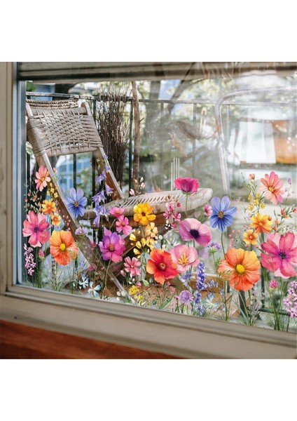 Renkli Çiçek Buket Pencere Çıkartmaları Ilkbahar ve Yaz Dekorasyon Penceresi Dekorasyonu Ev ve Ofis Dekorasyonu (Yurt Dışından) fiyatları