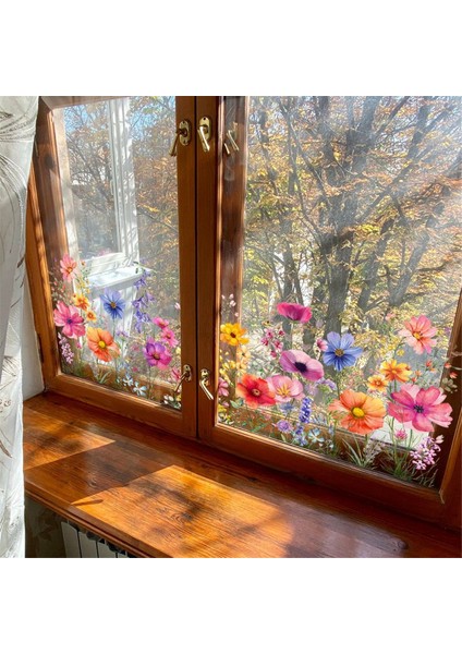 Renkli Çiçek Buket Pencere Çıkartmaları Ilkbahar ve Yaz Dekorasyon Penceresi Dekorasyonu Ev ve Ofis Dekorasyonu (Yurt Dışından) fırsatları
