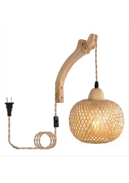 Retro Japon Tarzı Bambu Başucu Duvar Lambası Restoran Rattan Lambmine Yatak Odası Arka Plan Duvar Lambaları Abd Fiş-A (Yurt Dışından)