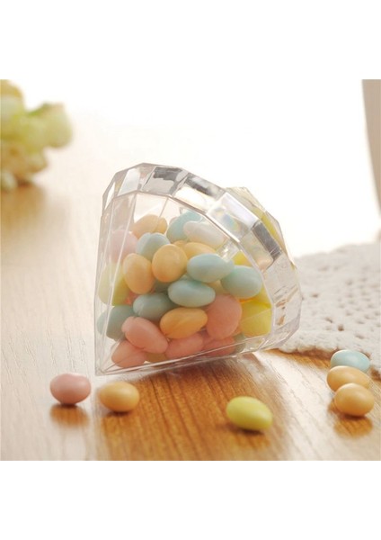48PCS Şeffaf Elmas Şekli Şeker Kutusu Düğün Düğün Iyiliği Kutuları Parti Kutusu Berrak Plastik Konteyner Ev Dekor Si (Yurt Dışından)