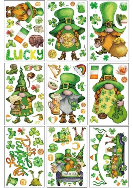 9 Patrick Günü Pencere Statik Çıkartmalar Cam Kapı ve Pencere Çıkartmaları (Yurt Dışından)