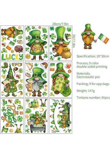 9 Patrick Günü Pencere Statik Çıkartmalar Cam Kapı ve Pencere Çıkartmaları (Yurt Dışından) modelleri