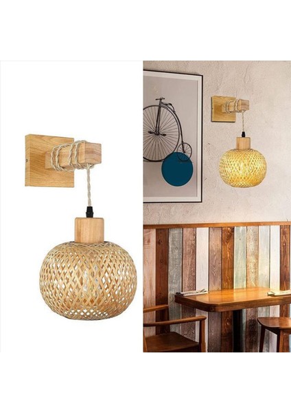 2x Retro Japon Tarzı Bambu Başucu Duvar Lambası Restoran Rattan Lambmine Yatak Odası Arka Plan Duvar Lambaları (Yurt Dışından) modelleri