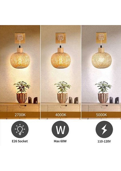 2x Retro Japon Tarzı Bambu Başucu Duvar Lambası Restoran Rattan Lambmine Yatak Odası Arka Plan Duvar Lambaları (Yurt Dışından) indirimleri