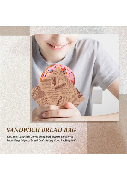 100PCS 12X12CM Sandviç Çörek Ekmek Torbası Bisküvi Çörek Kağıt Torbalar Yağlı Ekmek Zanaat Fırın Gıda Paketleme Kraft (Yurt Dışından) fırsatları