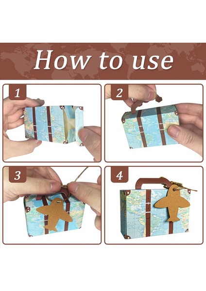 100PCS Bavul Lehine Kutular Dünya Haritası Mini Bavul Kutuları Düğün Şeker Kutuları Seyahat Teması Düğün Bebek Gelin (Yurt Dışından) fırsatları