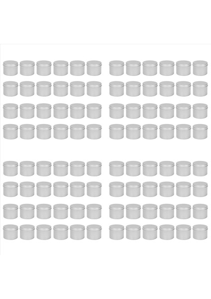 96 Paket Yuvarlak Metal Teneke Kutu Mum Tin Siyah Alüminyum Kavanoz Depolama Boş Pot Düz Kutu Krem Kozmetik Konteyner (Yurt Dışından)