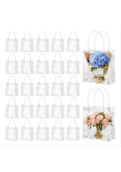 50 Adet Tutamaklı Çantaları Plastik Çantaları Şeffaf Yeniden Kullanılabilir Tote Çantalar Şekerleme Çantaları Düğün Için (Yurt Dışından)