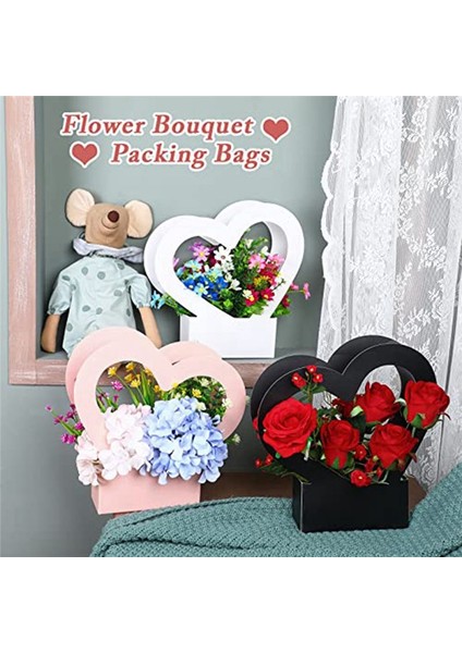 30 Adet Düzenleme Için Çiçek Kutusu Kraft Kağıt Çiçek Kutusu Buket Çiçek Çantaları Siyah Beyaz Pembe (Kalp) (Yurt Dışından) modelleri