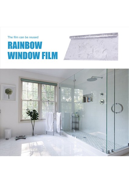 3D Gökkuşağı Pencere Film Vitray Vinil Statik Statik Olmayan Film Opak Gizlilik Koruyucu Tonu -45X100CM (Yurt Dışından) indirimleri