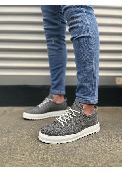 JY152 Cool Bağcıklı Keten Erkek Günlük Spor Klasik Ayakkabı Kbt - Gri fiyatları