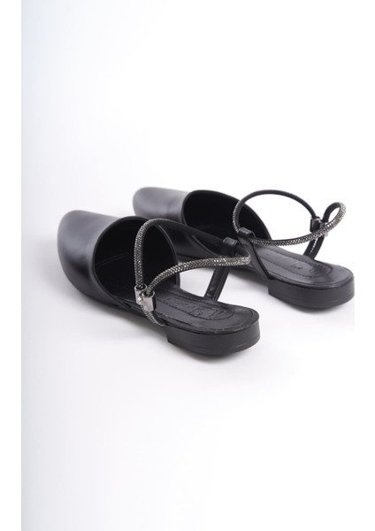 Arıana Lastikli Ortopedik Rahat Taban Bilekten Taş Detaylı Kadın Babet Ayakkabı Cst - Siyah indirimleri