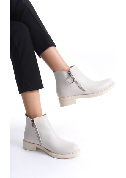 Margaret Fermuarlı Ortopedik Taban Topuklu Kadın Bot Ckt - Krem fiyatları