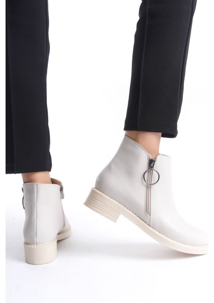 Margaret Fermuarlı Ortopedik Taban Topuklu Kadın Bot Ckt - Krem modelleri