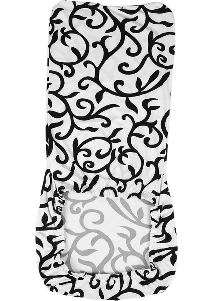 Esnek Yemek Sandalye Kısa Sandalye Kapakları Yıkanabilir Koruyucu Koltuk Slipcover Düğün Partisi Restoran Ziyafet Ev Dekoru (Beyaz + Siyah) (Yurt Dışından)