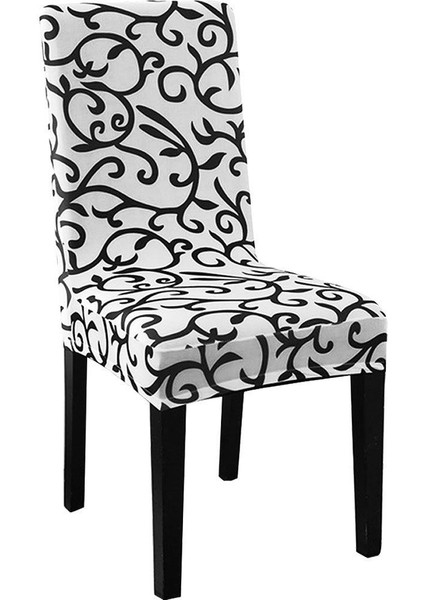 Esnek Yemek Sandalye Kısa Sandalye Kapakları Yıkanabilir Koruyucu Koltuk Slipcover Düğün Partisi Restoran Ziyafet Ev Dekoru (Beyaz + Siyah) (Yurt Dışından) modelleri