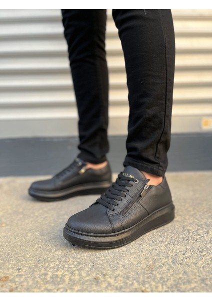 JY155 Warrior Bağcıklı ve Fermuarlı Cilt Erkek Günlük Sneaker Ayakkabı Cst - Siyah fiyatları
