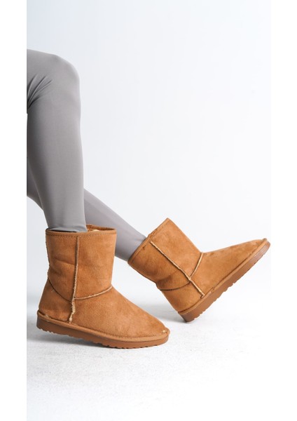 Selına Bağcıksız Düz Taban Içi Kürklü Süet Kadın Bot Stt - Taba fiyatları