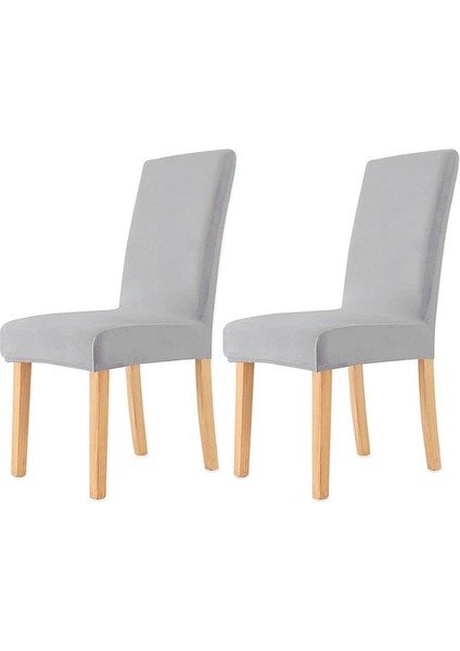 2pcs Sandalye Kapakları Elastik Kadife Yemek Sandalyesi ile Yemek Sandalyeleri Için Sandalye Kapakları Mutfak Açık Gri Için Sandalye Slipcovers (Yurt Dışından)
