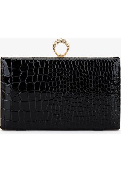Kadın Vegan Siyah Kroko Abiye Çanta 1083 030 Bn Cnt SK25-26 Sıyah Kroko