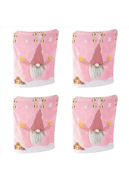 4x Noel Komik Gnome Sandalye Kapakları ile LED Hafif Karikatür Yüzsüz Santa Pembe Sandalye Geri Slipcover Yemek Dekor-1 (Yurt Dışından)