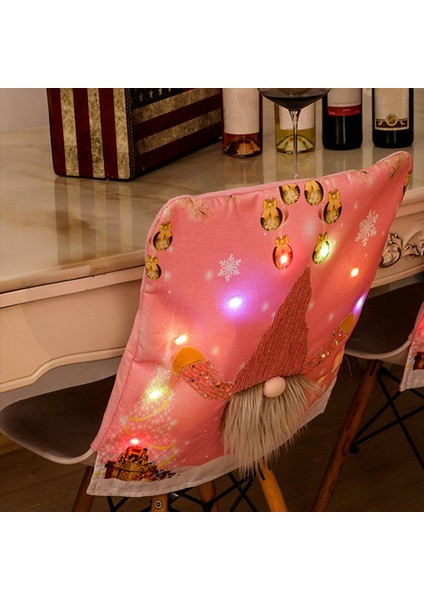 4x Noel Komik Gnome Sandalye Kapakları ile LED Hafif Karikatür Yüzsüz Santa Pembe Sandalye Geri Slipcover Yemek Dekor-1 (Yurt Dışından) modelleri