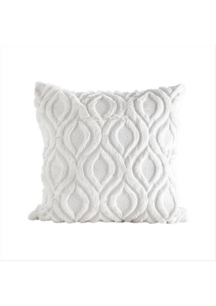 Yumuşak Peluş Kısa Velvet Dekoratif Yastık Kapakları Yastık Kapakları Boho Nötr Yastık Kabuğu Kanepe Yatak Odası Beyaz (Yurt Dışından)