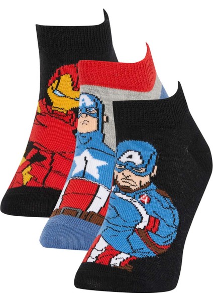 Erkek Çocuk Marvel Avengers 3'lü Pamuklu Patik Çorap