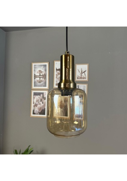 Diona Cam Bal Rengi Tekli Avize Eskitme Fener Başlık Retro Sarkıt Lamba Salon Aydınlatma modelleri