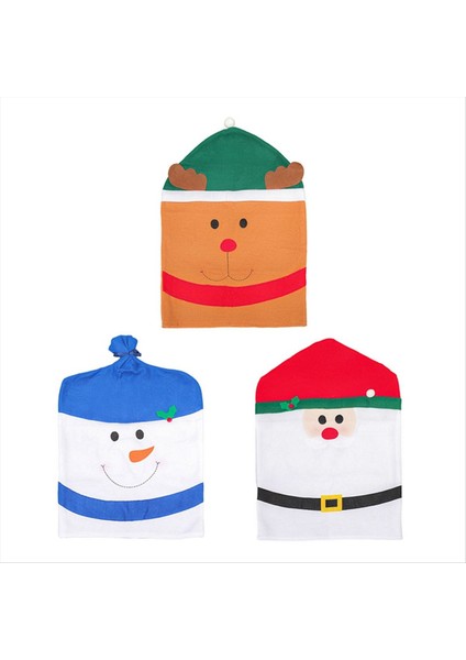3pcs Noel Sandalye Kapak Festivali Süslemeleri Mutfak Yemek Sandalye Dekor Kapalı Santa Xmas Dekor (Yurt Dışından)