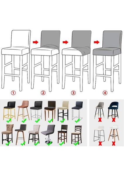 Yeniden Kullanılabilir Pub Sayacı Tabure Sandalyesi Kapakları Slipcover Streç Çıkarılabilir Yıkanabilir Yemek Odası Sandalye Kapakları Mutfak Yeşil (Yurt Dışından) modelleri