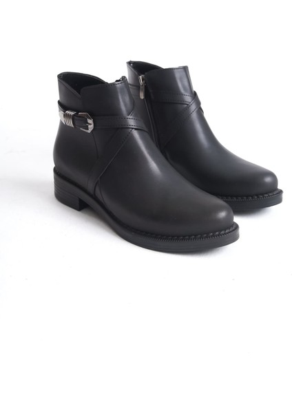 Almıla Fermuarlı Lastikli Ortopedik Taban Topuklu Kadın Bot Cst - Siyah fırsatları