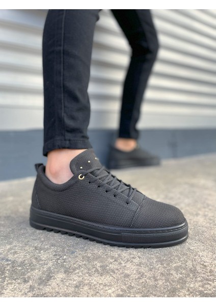 JY152 Cool Bağcıklı Keten Erkek Günlük Spor Klasik Ayakkabı Kst - Siyah