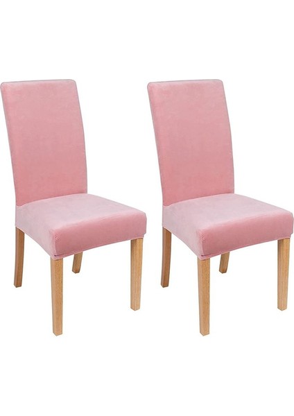 Elastik Velvet Yemek Sandalyesi ile Yemek Sandalyeleri Için 2pcs Sandalye Kapakları Mutfak Pembe Için Sandalye Slipcovers Kapakları (Yurt Dışından)