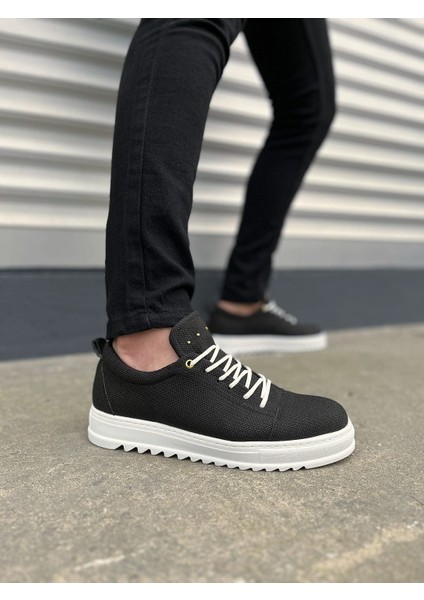JY152 Cool Bağcıklı Keten Erkek Günlük Spor Klasik Ayakkabı Kbt - Siyah