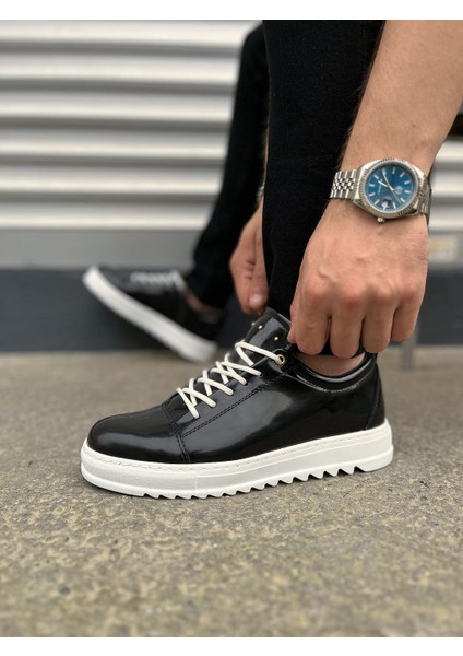 JY152 Cool Bağcıklı Rugan Erkek Günlük Spor Klasik Ayakkabı Rbt - Siyah modelleri