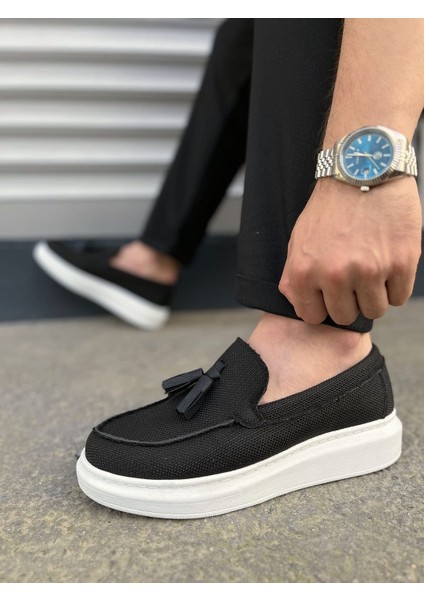 JY154 Blaze Bağcıksız Püsküllü Keten Erkek Günlük Spor Klasik Ayakkabı Kbt - Siyah modelleri