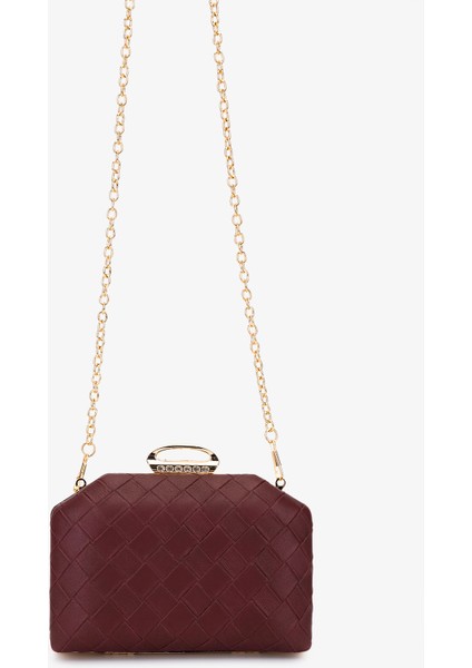 Kadın Vegan Bordo Abiye Çanta 1083 025 Bn Cnt SK25-26 Bordo Orgu