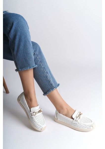 Lıly Bağcıksız Ortopedik Rahat Taban Kalp Desenli Kadın Babet Ayakkabı Ckt - Beyaz fiyatları