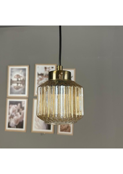 Jerno Cam Bal Rengi Tekli Avize Plafonyer Rozans Başlık Retro Sarkıt Lamba Salon Aydınlatma fiyatları